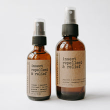 Load image into Gallery viewer, Bug spray that is an insect repellent and bug bite relief. 2 oz and 4 oz amber spray bottles