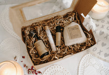 Load image into Gallery viewer, Gift Set- Shower Spray, Relax Roller, Oatmeal Soak &amp; Rose Bath Salt
